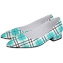 Black, white and blue turquoise plaids Women s Low Heels View2