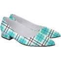 Black, white and blue turquoise plaids Women s Low Heels View3