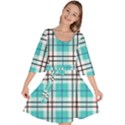 Black, white and blue turquoise plaids Velour Kimono Dress View1