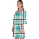 Black, white and blue turquoise plaids Velour Kimono Dress View2