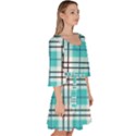 Black, white and blue turquoise plaids Velour Kimono Dress View3