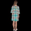 Black, white and blue turquoise plaids Velour Kimono Dress View4