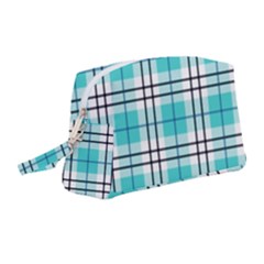 Black, White And Blue Turquoise Plaids Wristlet Pouch Bag (medium) by ConteMonfrey