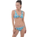 Black, white and blue turquoise plaids Ring Detail Crop Bikini Set View1