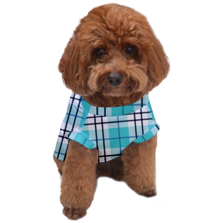 Black, white and blue turquoise plaids Dog T-Shirt