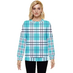 Black, White And Blue Turquoise Plaids Hidden Pocket Sweatshirt by ConteMonfrey