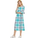 Black, white and blue turquoise plaids Double Cuff Midi Dress View2