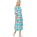 Black, white and blue turquoise plaids Double Cuff Midi Dress View3