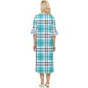 Black, white and blue turquoise plaids Double Cuff Midi Dress View4