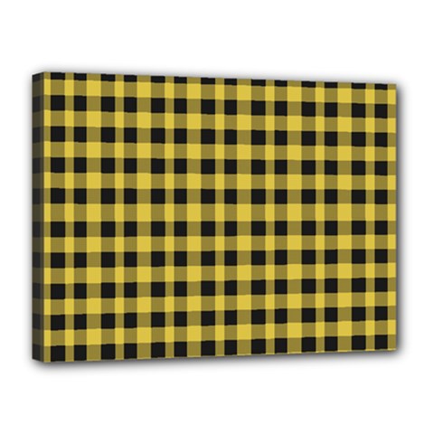 Black And Yellow Small Plaids Canvas 16  X 12  (stretched) by ConteMonfrey