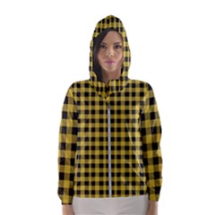 Black And Yellow Small Plaids Women s Hooded Windbreaker by ConteMonfrey