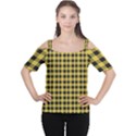 Black and yellow small plaids Cutout Shoulder Tee View1