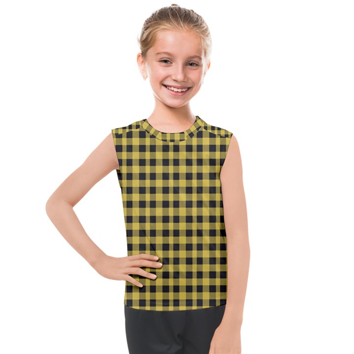 Black and yellow small plaids Kids  Mesh Tank Top