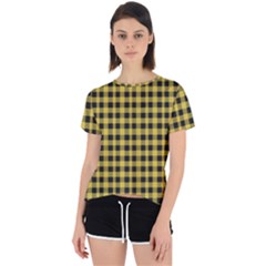 Black And Yellow Small Plaids Open Back Sport Tee