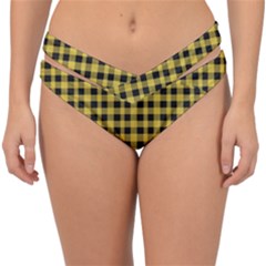 Black And Yellow Small Plaids Double Strap Halter Bikini Bottom by ConteMonfrey