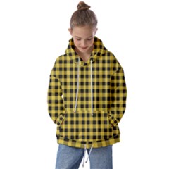 Black And Yellow Small Plaids Kids  Oversized Hoodie by ConteMonfrey