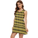 Black and yellow small plaids Tiered Sleeveless Mini Dress View3