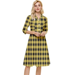 Black And Yellow Small Plaids Classy Knee Length Dress by ConteMonfrey