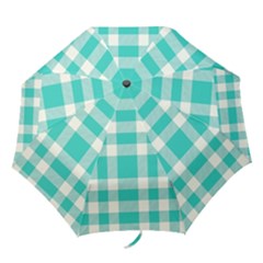 Turquoise Plaids Folding Umbrellas