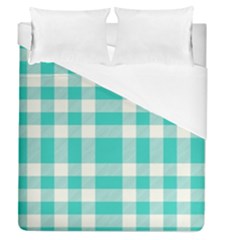 Turquoise Plaids Duvet Cover (queen Size) by ConteMonfrey