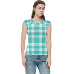 Turquoise Plaids Women s Raglan Cap Sleeve Tee by ConteMonfrey