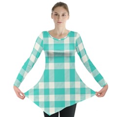 Turquoise Plaids Long Sleeve Tunic  by ConteMonfrey