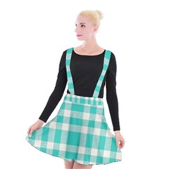 Turquoise Plaids Suspender Skater Skirt by ConteMonfrey