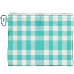 Turquoise Plaids Canvas Cosmetic Bag (xxxl)