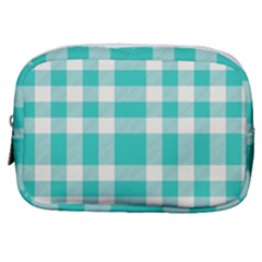 Turquoise Plaids Make Up Pouch (small) by ConteMonfrey