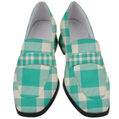 Turquoise Plaids Women s Chunky Heel Loafers by ConteMonfrey