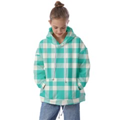 Turquoise Plaids Kids  Oversized Hoodie by ConteMonfrey