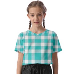 Turquoise Plaids Kids  Basic Tee by ConteMonfrey