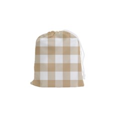 Clean Brown And White Plaids Drawstring Pouch (small) by ConteMonfrey