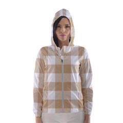 Clean Brown And White Plaids Women s Hooded Windbreaker by ConteMonfrey