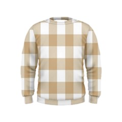 Clean Brown And White Plaids Kids  Sweatshirt by ConteMonfrey