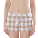 Clean brown and white plaids Boyleg Bikini Wrap Bottoms View1