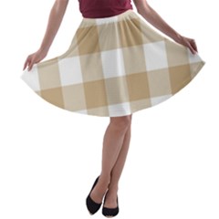 Clean Brown And White Plaids A-line Skater Skirt by ConteMonfrey