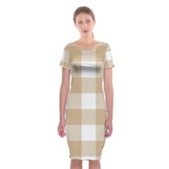 Clean Brown And White Plaids Classic Short Sleeve Midi Dress by ConteMonfrey