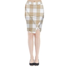 Clean Brown And White Plaids Midi Wrap Pencil Skirt by ConteMonfrey