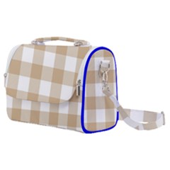 Clean Brown And White Plaids Satchel Shoulder Bag by ConteMonfrey