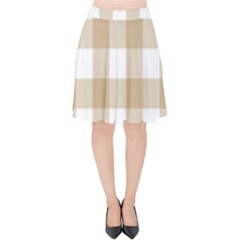 Clean Brown And White Plaids Velvet High Waist Skirt by ConteMonfrey