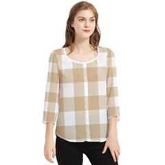 Clean Brown And White Plaids Chiffon Quarter Sleeve Blouse by ConteMonfrey