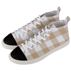 Clean Brown And White Plaids Men s Mid-top Canvas Sneakers by ConteMonfrey