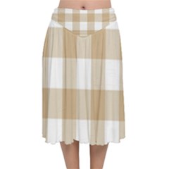 Clean Brown And White Plaids Velvet Flared Midi Skirt by ConteMonfrey