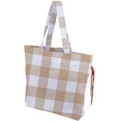 Clean Brown And White Plaids Drawstring Tote Bag by ConteMonfrey