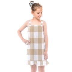 Clean Brown And White Plaids Kids  Overall Dress by ConteMonfrey