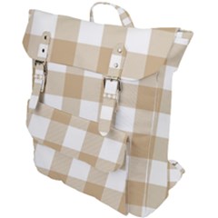 Clean Brown And White Plaids Buckle Up Backpack by ConteMonfrey