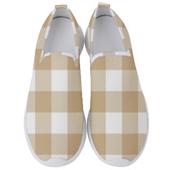 Clean Brown And White Plaids Men s Slip On Sneakers by ConteMonfrey