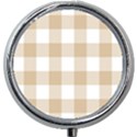 Clean brown and white plaids Mini Round Pill Box View1