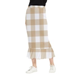 Clean Brown And White Plaids Maxi Fishtail Chiffon Skirt by ConteMonfrey